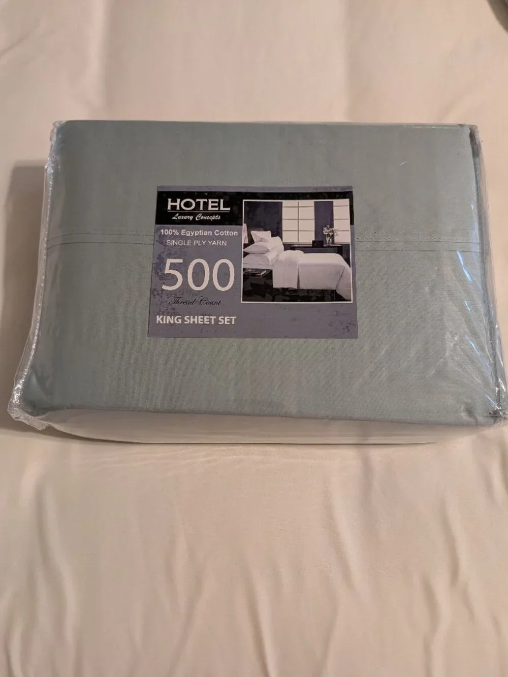 NWT Hotel Luxury Concepts 500 TC 100% Egyptian Cotton King Sheet Set-Ocean Blue